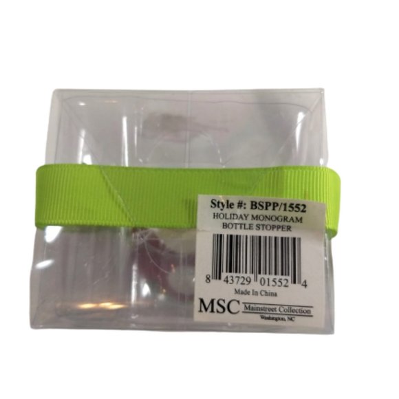 Wine Bottle Stopper R Monogram MSC Christmas Red White NEW - Picture 4 of 5